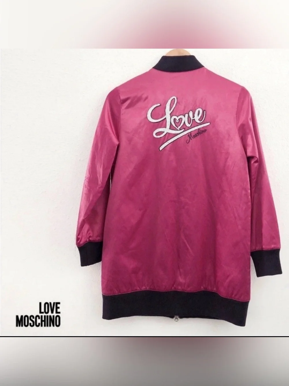Love Moschino Pink Satin Bomber Jacket – Size 4  Small $580